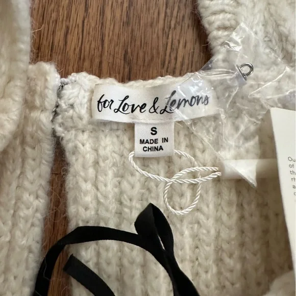 For Love And Lemons Ivory Knit mini sexy sleeveless Dress with Black small NWT - Picture 6 of 9